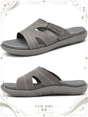 Orthotic Arch Support Slip On Slides Walking Sandals Faux Leather